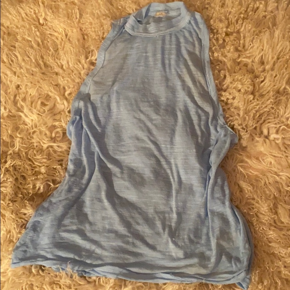 Blue high neck tank top